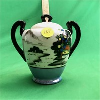 Beautiful Asian 2 Handled Pot w / Lid From Japan