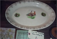 Very old turkey platter Crown Pottery Co USA 15.5"