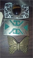 3 buckles Tiger Eye, Turquoise, Butterfly
