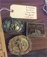 3 cowboy buckles Tony Lama Bergamot Siskiyou