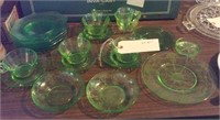 20 pcs green depression glass