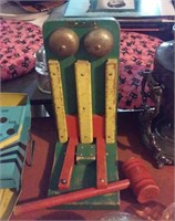PLAYSKOOL wooden toy carnival strong man game RARE