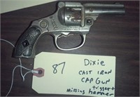 old cast iron DIXIE cap gun missing parts