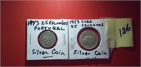 2 world silver coins 1943 Portugal 1953 Cuba