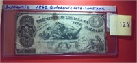 Authentic Louisiana $5 1862 Confederate note