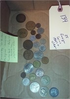 25 old foreign coins 1960s & older