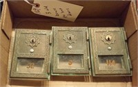 3 old brass PO Box doors