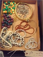 Box of jewelry w 10 necklaces cameo etc