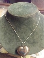 Heart pendant necklace.  Clasp marked sterling