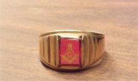 10k gold freemasons masonic ring 6.6 grams sz 8-9