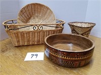 Nice Peruvian Pottery Bowl & Baskets