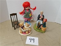 Rockwell & Brainbridge Figurines, & Pippi Doll