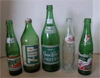 Assortment of 5 Soda Pop Bottles