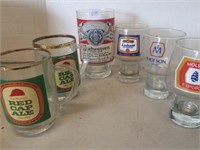 6 Beer Glasses - Red Cap, Bud, etc...