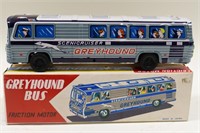 Tin Litho Friction Motor Greyhound Bus w/ Box