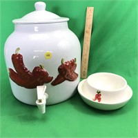 LARGE Tea / Drink Dispenser w/Chili Peppers