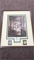 US Duck Print Framed and Signed 19in x 24in