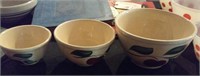 3 WATT POTTERY single apple mixing bowls set