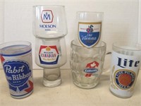 6 Beer Advertising Glasses