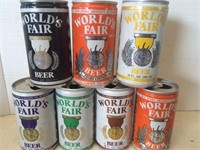 Lot of 7 World's Fair beer Cans