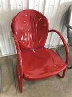 Red metal yard chair