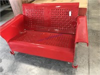 Red metal 2 seater yard chair