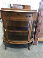 Wood hutch w/round glass front-approx 47Tx44Wx18D