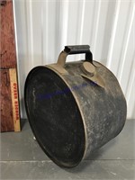 Round oil can w/handle- approx 14.5" across
