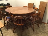 Maple Table w/ Leaves, 4 Matching Chairs