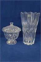 Crystal Candy Dish w/ Lid and Vase