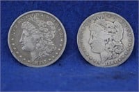 2 Morgan silver dollars