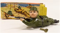 Prone Soldier Wind-Up Toy Made in Spain