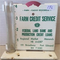Tin Litho "Farm Credit Service" Rain Guage 4 1/2"