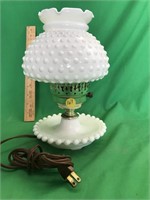 Vintage Hob Nail Milk Glass Desk / Table Lamp