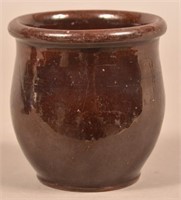 Manganese Glazed Redware Jar, Stamped "L. KOPP".