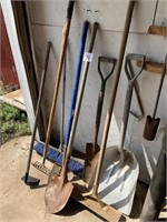 8 Assorted Garden Tools and Brooms
