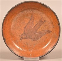 Pennsylvania 19th Cent. Bird Decorated Redware Pla