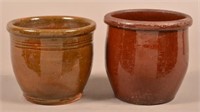 Two Pennsylvania 19th Century Glazed Redware Jars.