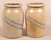 Two A.P. Donahho Stenciled Stoneware Jars.