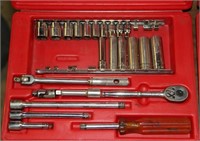 17 pc. Snap On 1/4" drive socket set with 7 other