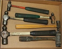 flat lot to include 6 ball-peen and other hammers,