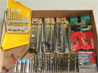 flat lot to include asstd drill bits mostly new,