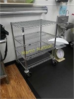 3 shelf metal wire rack on wheels