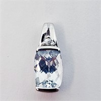$400 10K  Aquamarine Diamond Pendant