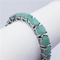 $2628 Silver Emerald(36.5ct) Bracelet