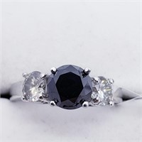 $5200 10K  Black Diamond(1.25ct) Side Diamond(0.8c