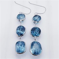 $3194 14K  Blue Zircon(14ct) Earrings