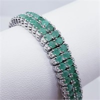 $1900 Silver 120 Emerald(12ct) Bracelet