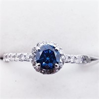 $4200 14K  Blue Diamond (0.4ct) Side Diamonds(0.3c