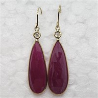 $4074 14K  Ruby(10ct) Diamond(0.08ct) Earrings